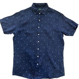 Rodd & Gunn Dark Blue 100% Linen Men's Button Up Shirt Size XL